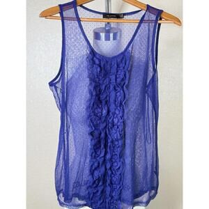 THE LIMITED WOMENS SIZE XL PURPLE RUFFLE SHEER TANK TOP SCOOP NECK